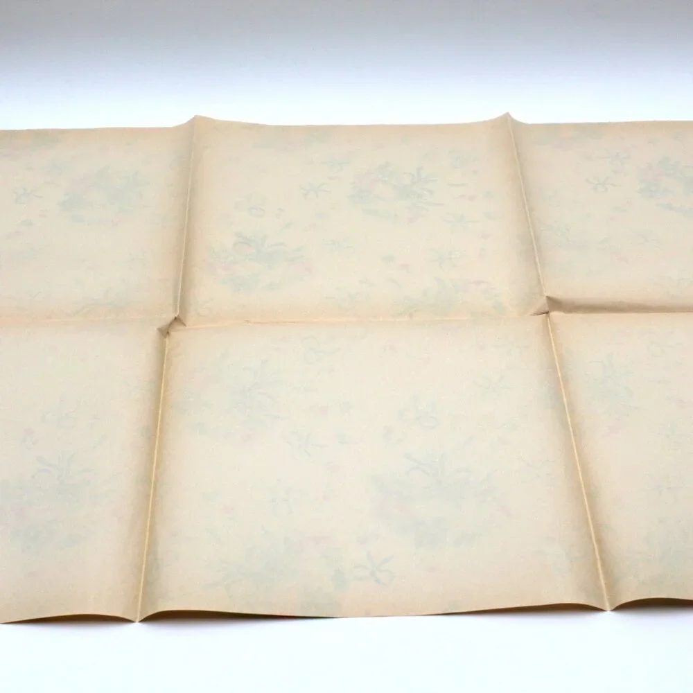 Vintage Colorful Flowers & Blue Bows Gift Wrapping Paper One Sheet 30” X 20”